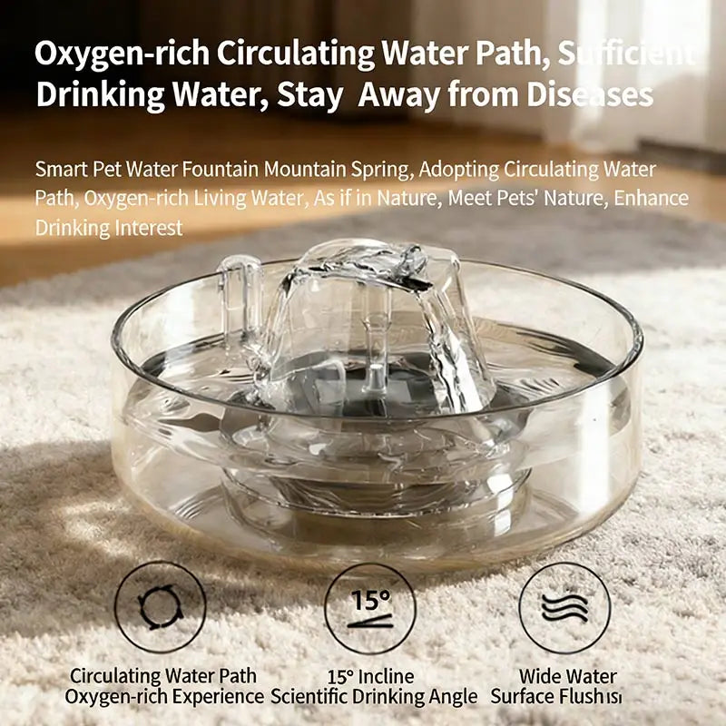 2026 New 3.2L Transparent Automatic Cat Water Fountain 360 Degree Faucet Pet Water Dispenser OEM Pet Water Fountain