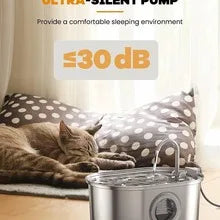 3.2L Oval Stainless Steel Cat Water Fountain with Water Level Window Automatic Dog Water Dispenser for Cat Fountain