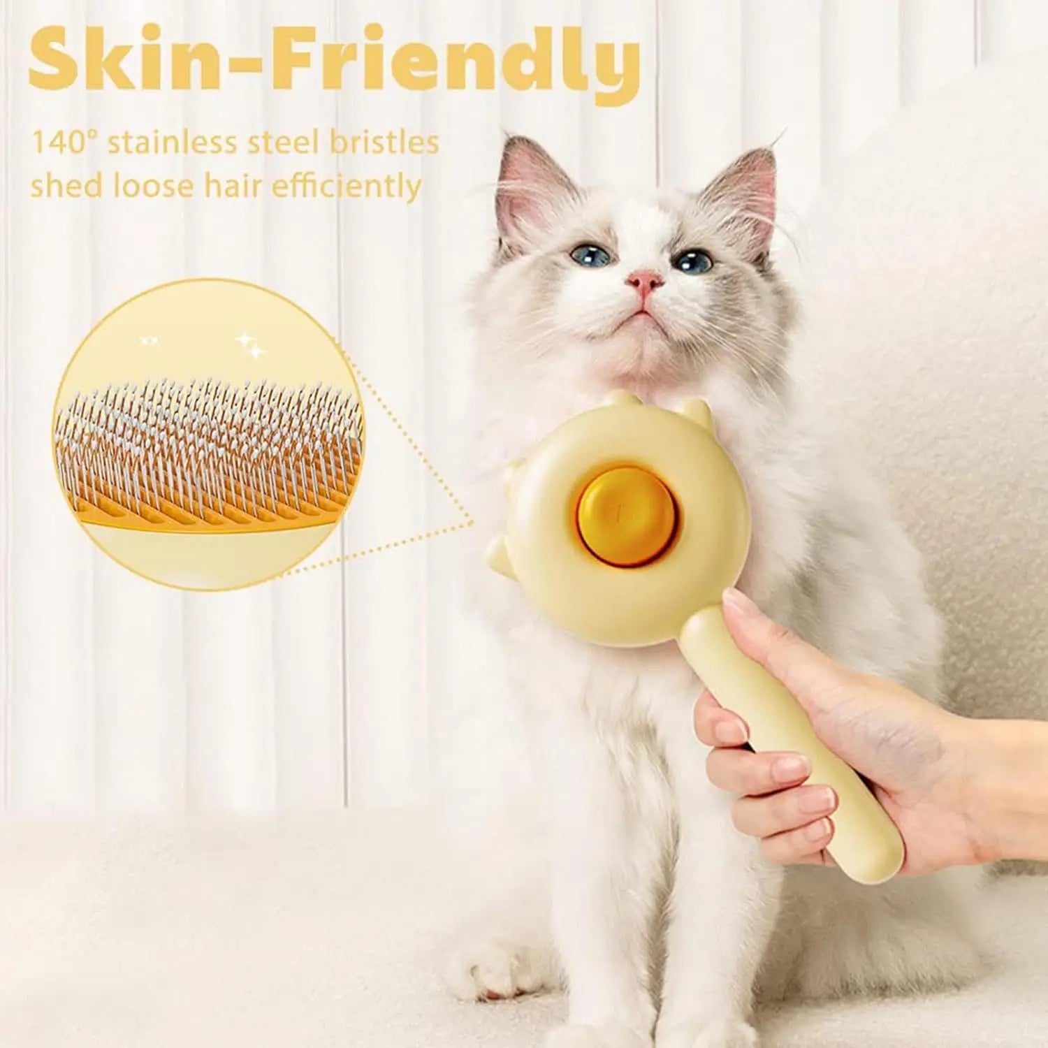 Cat Hair Brush Cute Self Cleaning Non-Slip Slicker Brushes for Shedding Pet Grooming Brush Tool for Shedding Pet Comb for Kitten