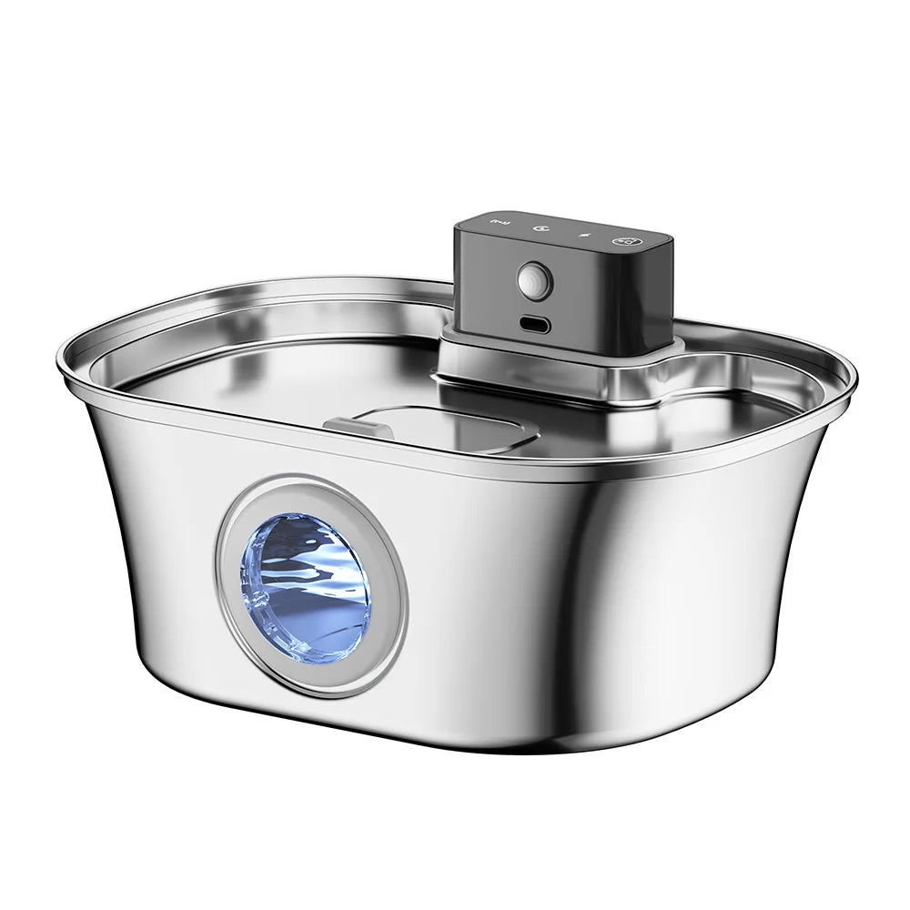 OEM 108oz/3.2L Stainless Steel Wireless Cat Water Fountain 4000mah Battery Operated Automatic Cat Water Dispenser Cat Fountain