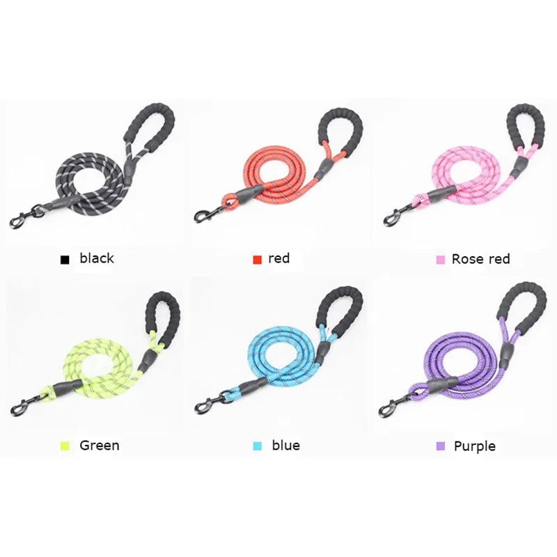 1.5M Comfortable Dog Training Leash Reflective Padded Handle Strong Heavy Duty Nylon Rope Durable Personalized Striped Pattern