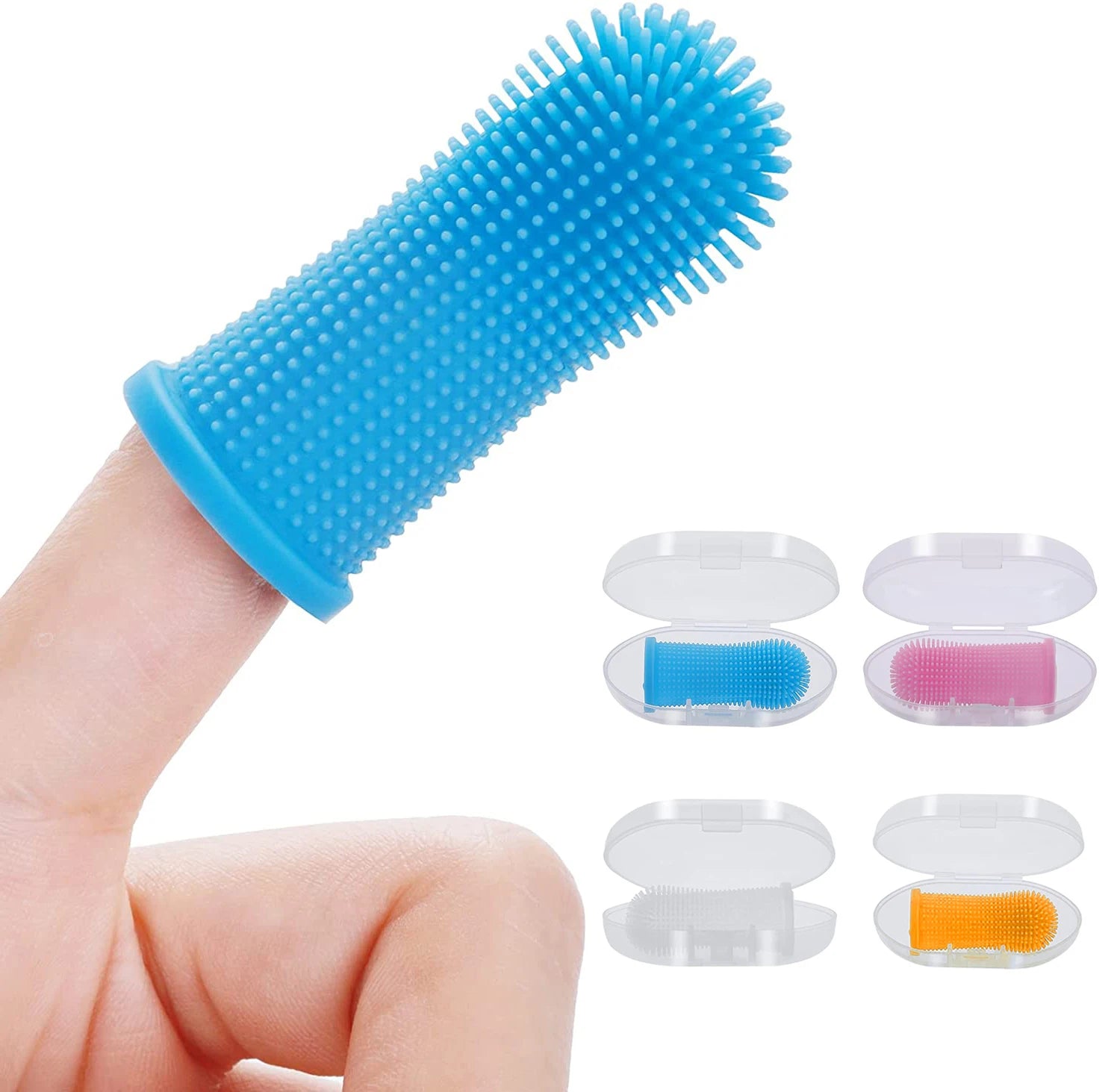 Pet Toothbrush for Dog Brush Silicone Pet Finger Brush Dog Teeth Cleaning OEM Color Dog Toothbrush with Storage Box Pet Products