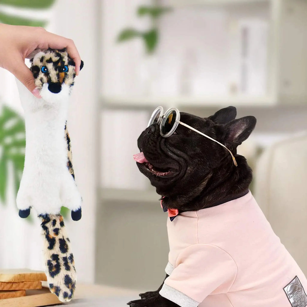 Durable Plush Dog Squeaky Toys Cute Cartoon Animals Chew Toys with Crinkle Sound for Small Puppies