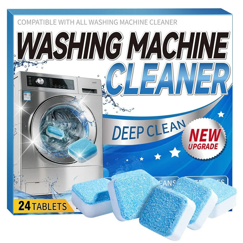 Washing Machine Tub Cleaner Descaler of 12/24pcs Pack-Deep Cleaning Tablets Odor Removing Tablets for Washer Laundry Supplies