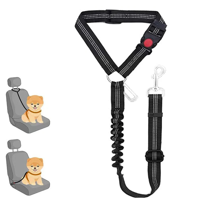 Dog Car Seat Belt Seatbelt Harness Adjustable Metal Buckle Elastic Reflective Vehicle Car Tether for Small Medium Large Dogs