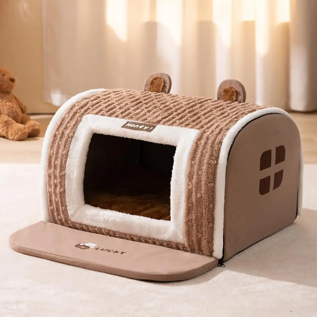 CozyPet Modern Fashion Dog House with Cushion Comfortable Bed for Small Medium Large Dogs Winter Solid Pattern Square PET House