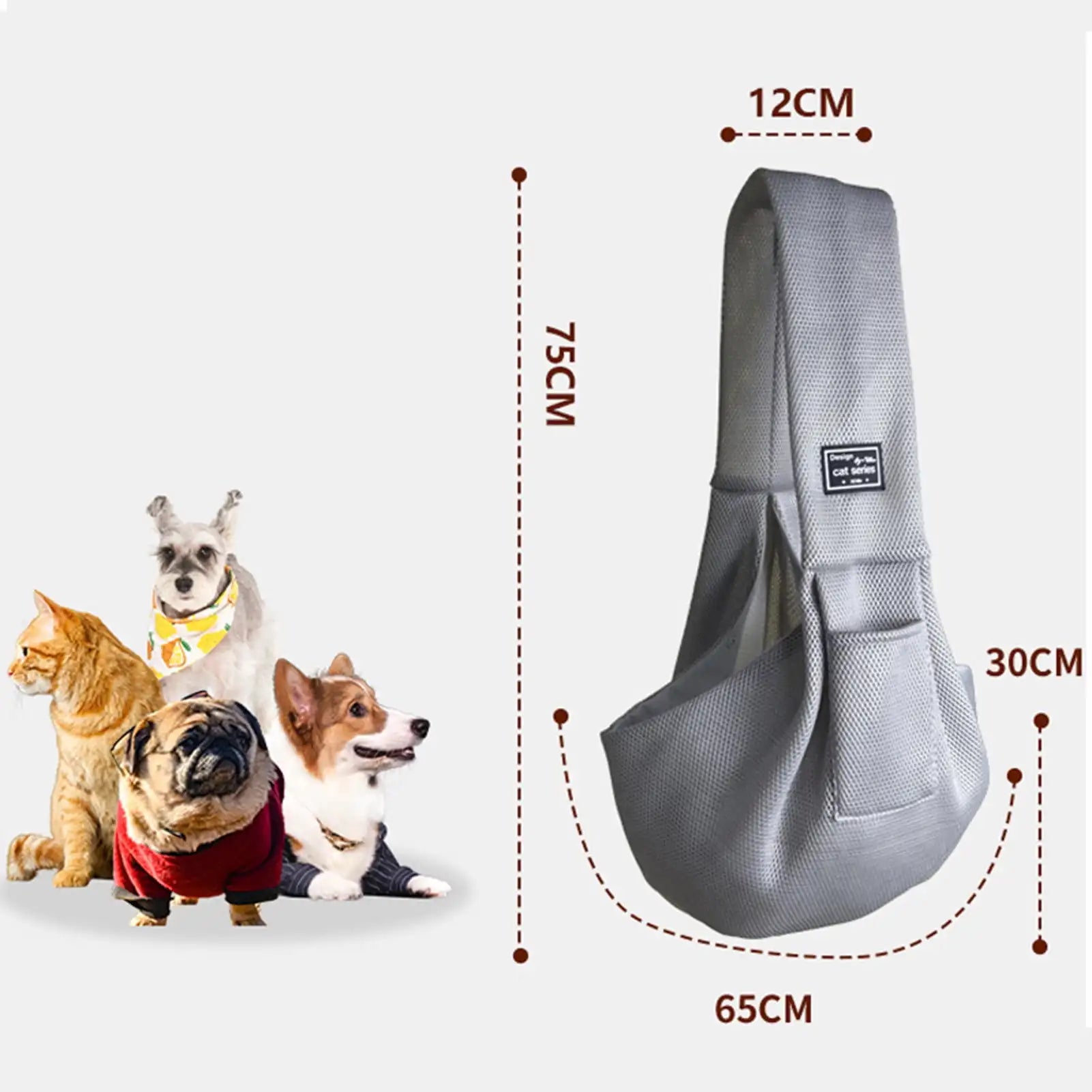 Pet Carrier Sling Breathable Bag Puppy Carrier Purse Hand-Free Dog Sling Carrier with Storage Pockets for Small Dogs Cats