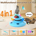 4 in 1 Automatic Interactive Plastic Cat Toy Rechargeable Indoor Kitten Toys with Feather and Track Balls
