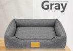 Wholesale Linen Square Pet Beds Heating Mat with Removable Cover Autumn/Winter Heated Dog Beds Cat Cave Dog Sofa