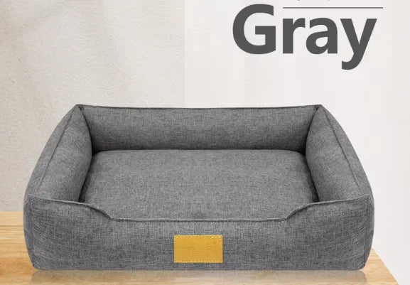 Wholesale Linen Square Pet Beds Heating Mat with Removable Cover Autumn/Winter Heated Dog Beds Cat Cave Dog Sofa