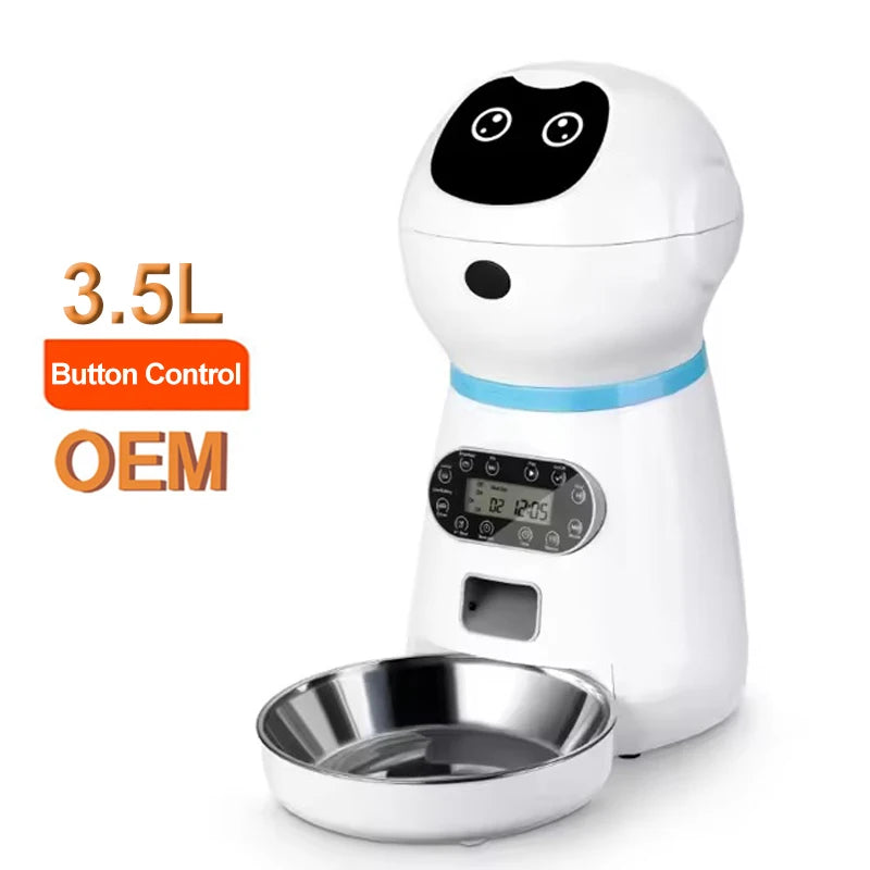 3.5L Smart Pet Feeder Voice Record Stainless Steel LCD Screen Timer for Dog Food Bowl Automatic Cat Food Dispenser Pet Supplies