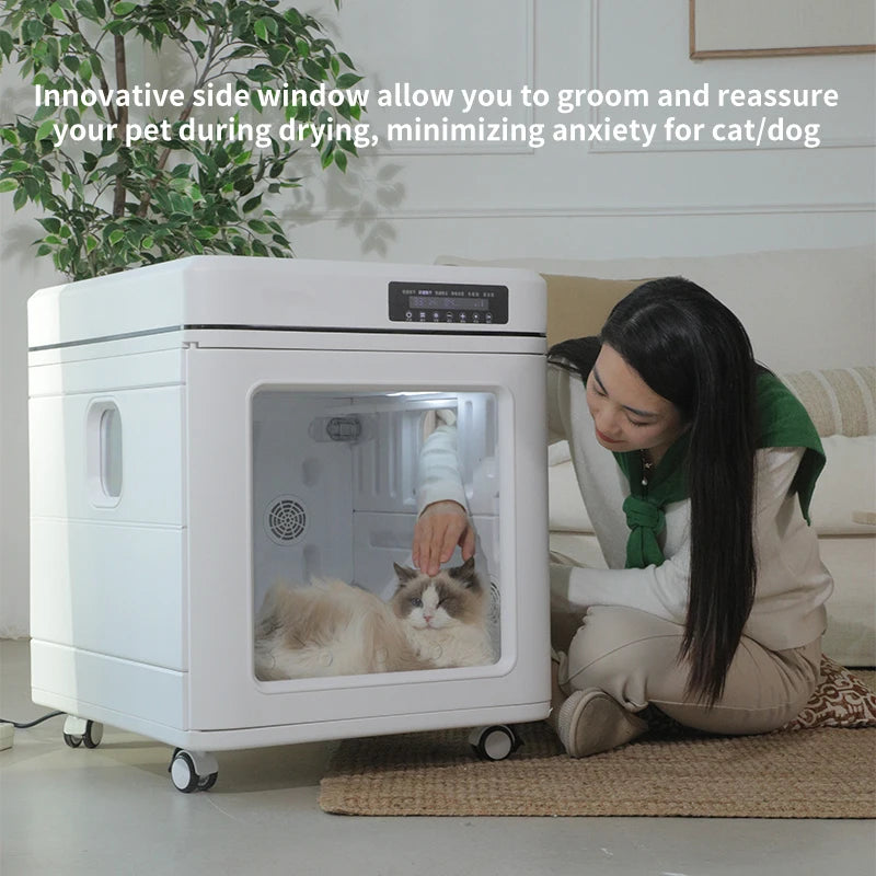 100L Foldable Automatic Plastic Pet Dryer Box for Dogs & Cats Professional Dog Grooming Hair Dryer 110-240V