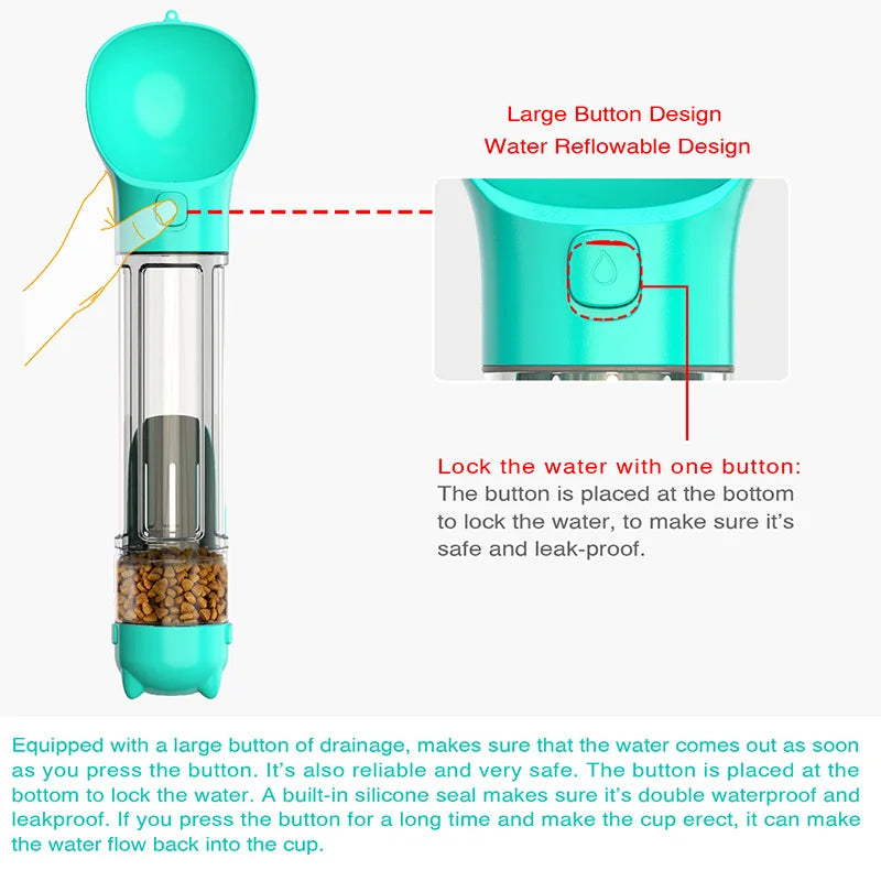 Portable Eco-Friendly Plastic Dog Travel Water Bottle with Food Container and Storage Cups-Wholesale Dropshipping