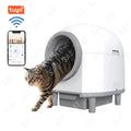 Self Cleaning Plastic Smart Litter Box for Multiple Cats 80L Automatic APP Control Odor Removal Safety