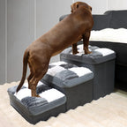 Luxury Chessboard Handcrafted 3 Steps Dog Stairs With Storage Napsteps Foldable Dog Bed Space Convenient Safe Pet Stairs for Dog