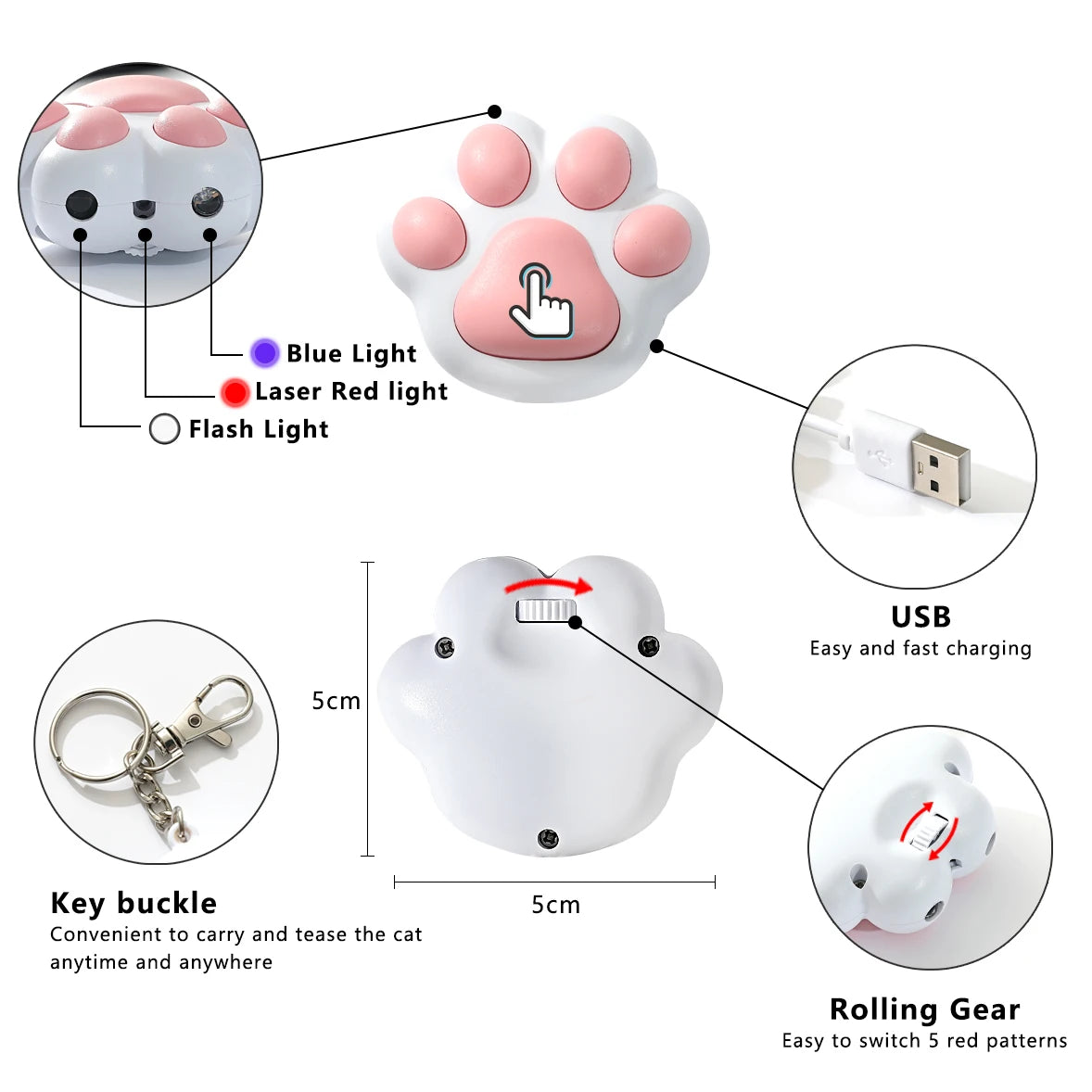 Electronic Pet Laser Pointer Cat Toys Multifunctional USB Charging Pen Pointer Toy Cat Interactive Funny Indoor Cat Teaser Toys