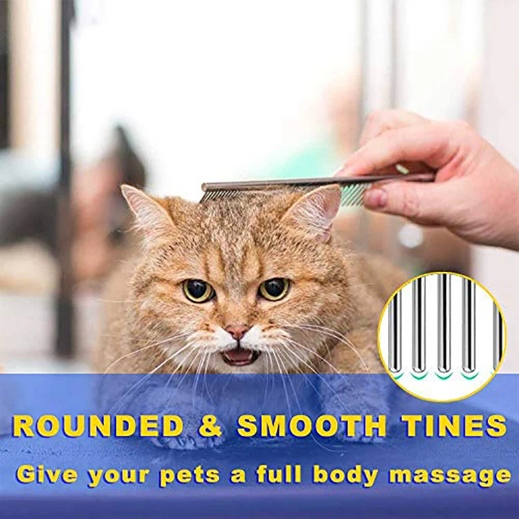 Dog Combs Pet Stainless Steel Teeth Cat Comb Remove Tangles Knots Professional Grooming Tool for Long and Short Haired Dog Brush