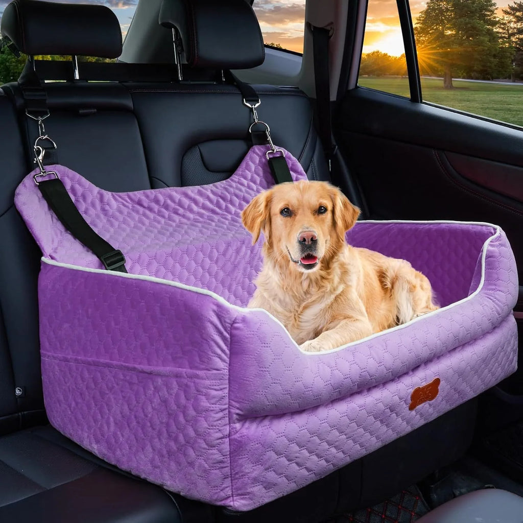 Detachable Dog Car Seat Memory Foam Dog Booster Seat Dogs Travel Bed with Thick Cushions Storage Bag for Large/medium-sized Dogs