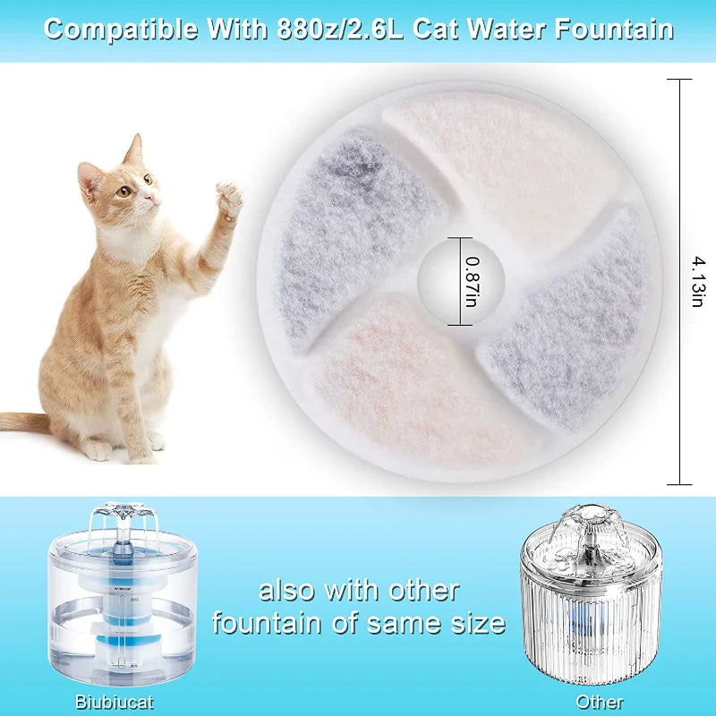 Cat Water Fountain Filters Activated Professional Removable Circle Reusable Fountain Carbon Filter Drink Fountain Filter
