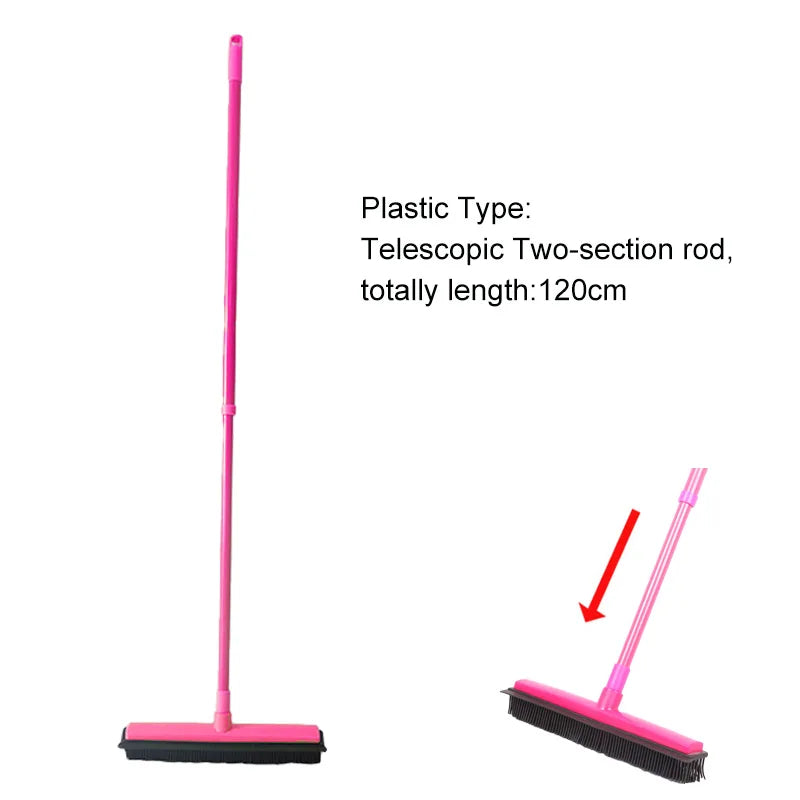 Telescopic Rubber Eco-Friendly Water Resistant Pet Hair Removal Broom Dog Hair Brush Dust Scraper Carpet Sweeper Wash Mop Window