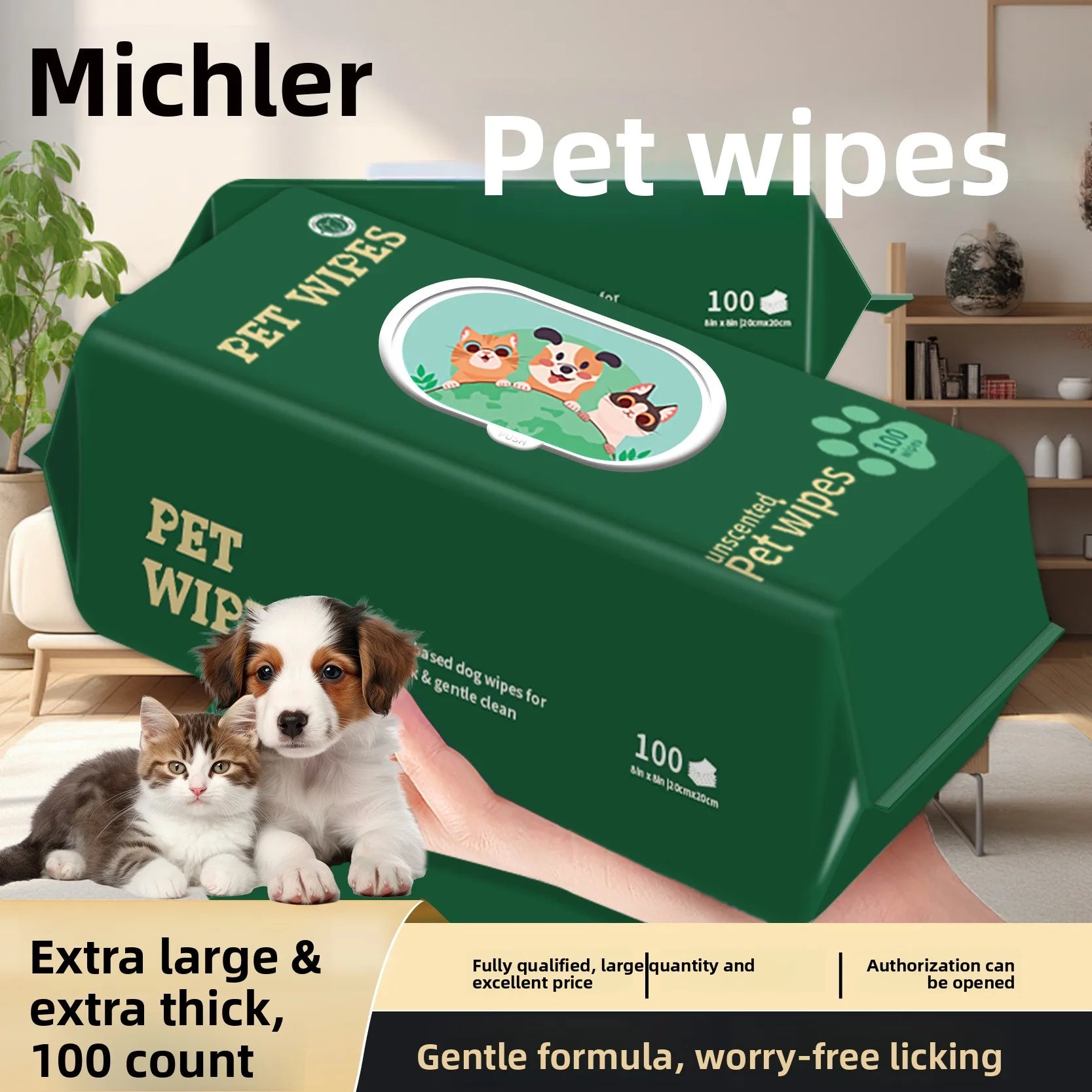 Wholesale Bigger Thicker Pet Wipes for Wiping Pets Dog Cat Pure Water Wet Pet No-rinse Tear Stain Removal Cleaning