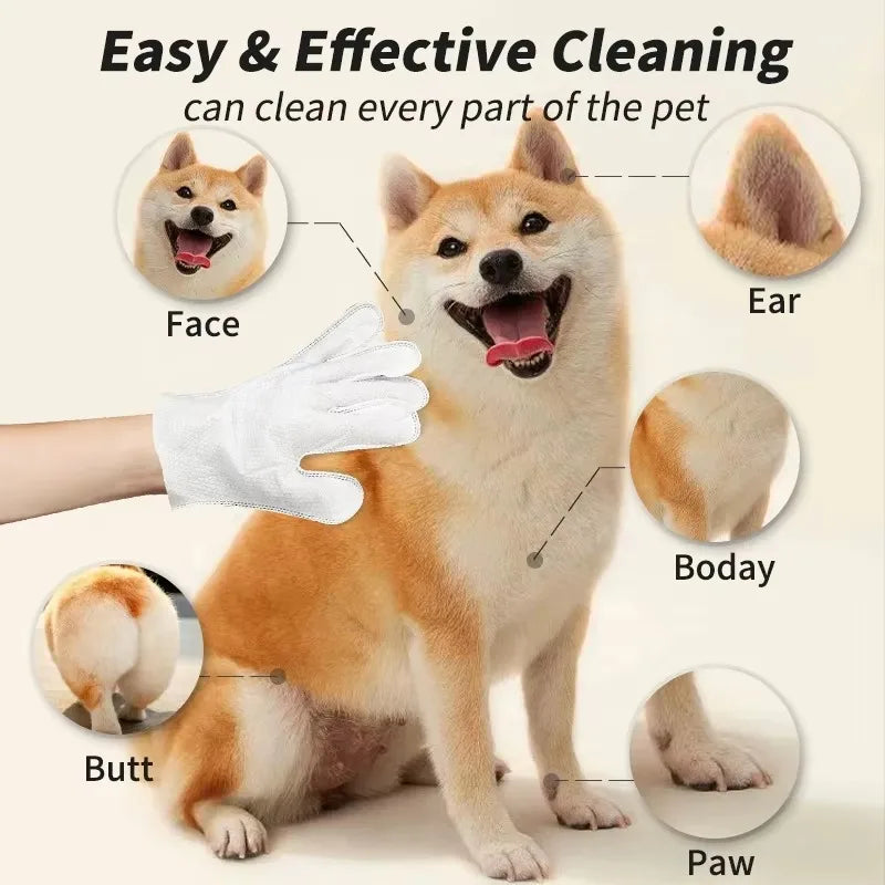 6pcs Soft Non-Woven Wash-Free Gloves for Cats and Dogs Wet Cleaning Dry Wiping Deodorizing Pet Products for Bathing Wholesale