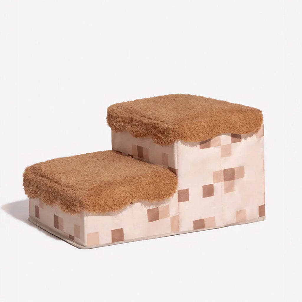 Luxury Retro Pixel 3-Step 2-Step Foldable Dog Steps Handcrafted Non-slip PawGame Blocky Design with Storage for Small Dogs Cats