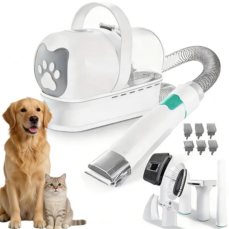 Dog Grooming Vacuum Kit 7-in-1 Pet Clipper With Nail Grinder Hair Trimming & Combing Low Noise Pet Grooming Products