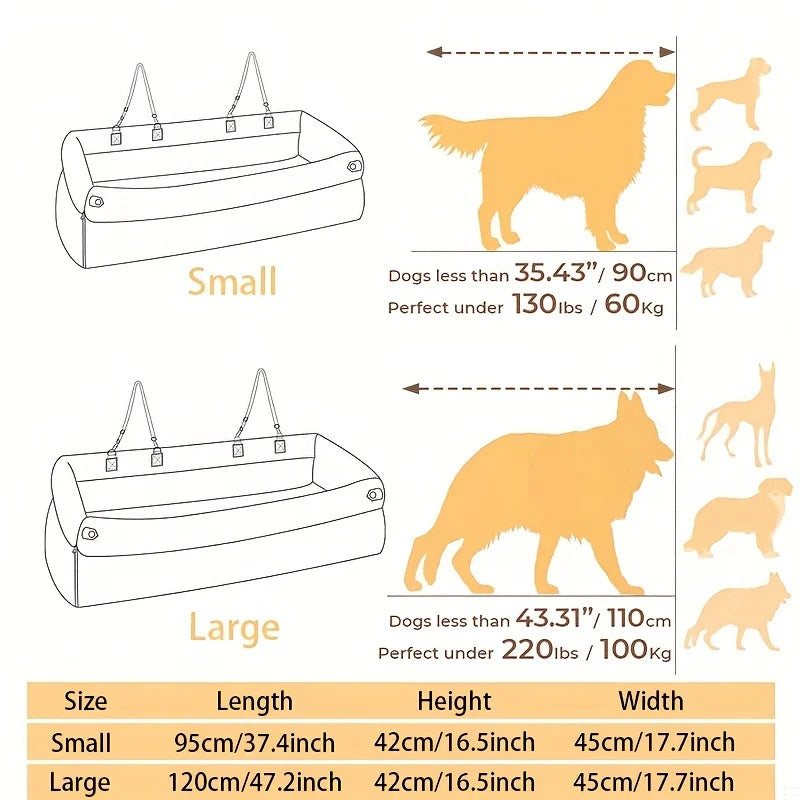 OEM Logo Luxury Rectangle Car Seat Booster Bed for Large Dogs Removable Washable Sponge Non-Slip Safety Design Summer Winter Use