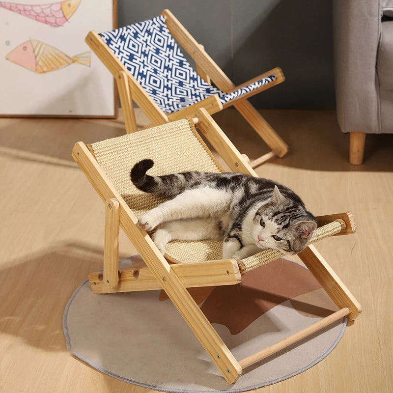 Cat Scratcher Board Cat Sleeping Bed Canvas Sisal-Covered Adjustable Grind Claw Resistant Beach Chair Kitten Toy Cat Products
