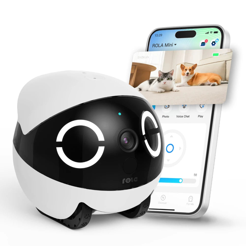 Indoor Cat Toy with Pulley and HD Camera Two-way Voice Call & Privacy Management Smart Robot Interactive Cat Toys