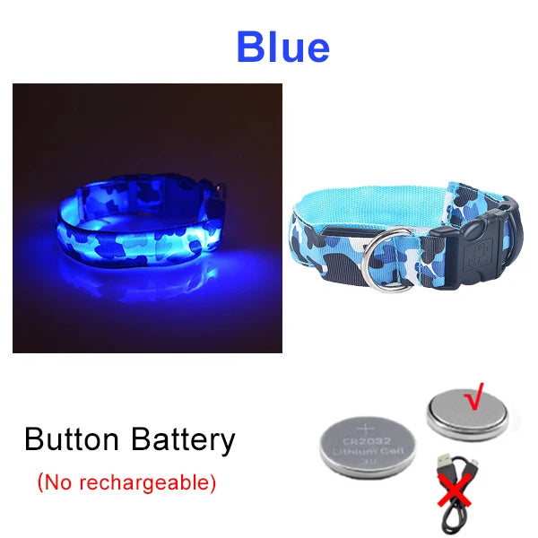 USB Rechargeable Dog Collar Light Luminous Flashing Glowing Bright Nylon Electronic Pet Reflective LED Dog Collar Night Safety