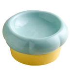 Cute Dual-Grain Ceramic Cat Bowl Anti-Overturning Can Head Plate Double-Layer Food & Water Bowl for Pets & Dogs