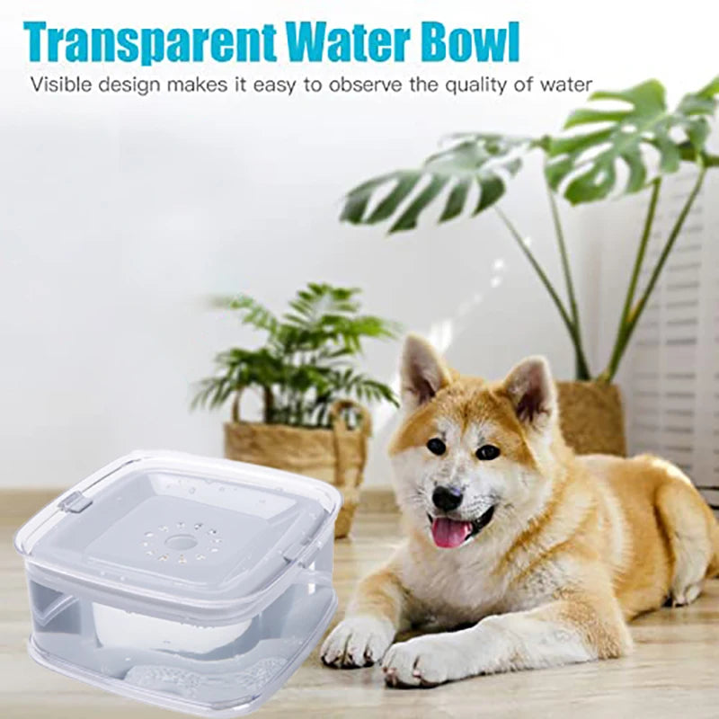 1.8L Transparent Dog Water Bowl Anti-Spill Slow Pet Water Feeder Plastic Dog Bowl for Travel Dog Fountain Cat Bowls