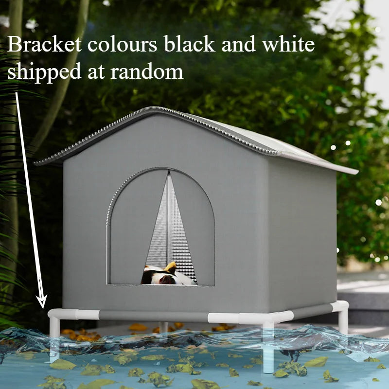 Winter Outdoor Cat House Waterproof and Cold-Resistant Spacious Enclosed Tent with Warm Mat and Foldable Oxford Fabric
