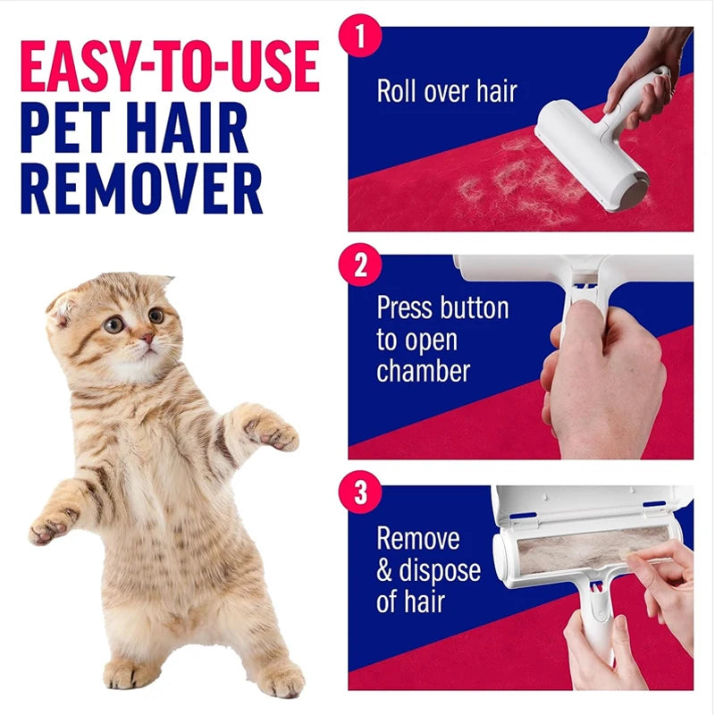 Pet Hair Remover Roller Dog Brush Cat Fur Remover with Self-Cleaning Base Animal Hair Removal Tool for Furniture Couch Car Seat