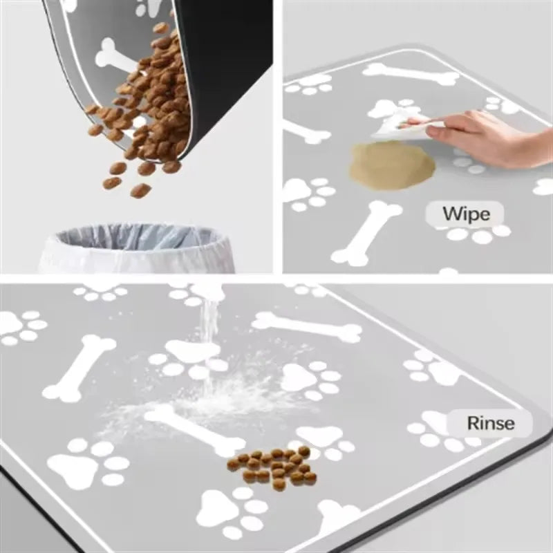 Wholesale Silicone Pet Bowls Mat Non Slip Pet Food Mat Dog Cat Square Bone Shaped Pet Feeding Mat