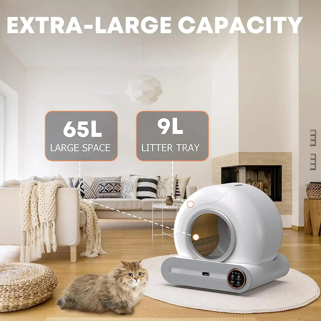 OEM Automatic Cat Litter Box Self Cleaning Litter Box Semi-Enclosed 65L Cat Litter Box Cat Toilet Litter Tray Cat Products