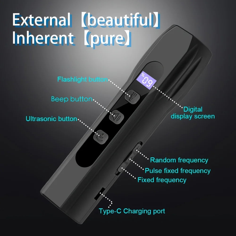 Pet Dog Repeller Multifunctional Portable Ultrasonic Repellent Anti-Barking Device USB Rechargeable to Multiple Channels