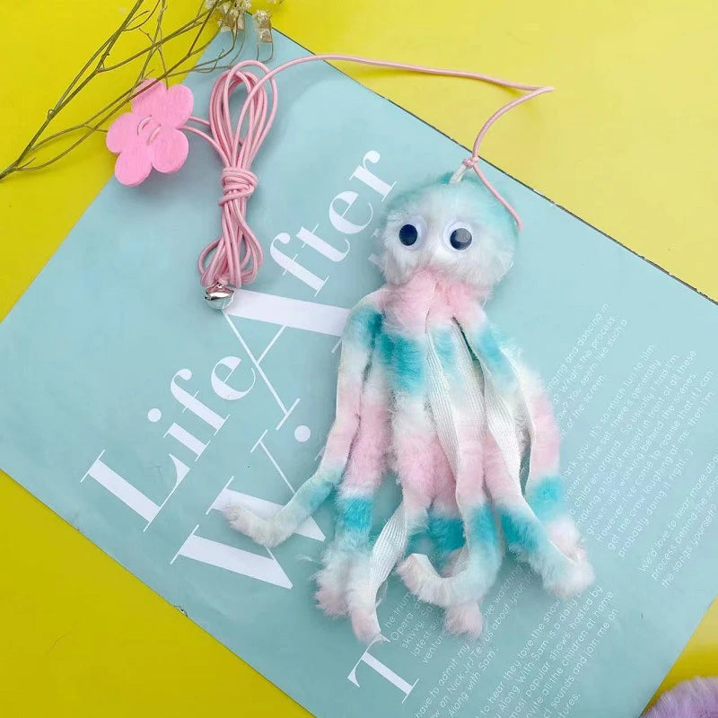 Interactive Cat Toys Hanging Simulation Cat Plush Toy Retractable Plush Octopus Shape Hanging Door Type Pet Toy Cat Supplies