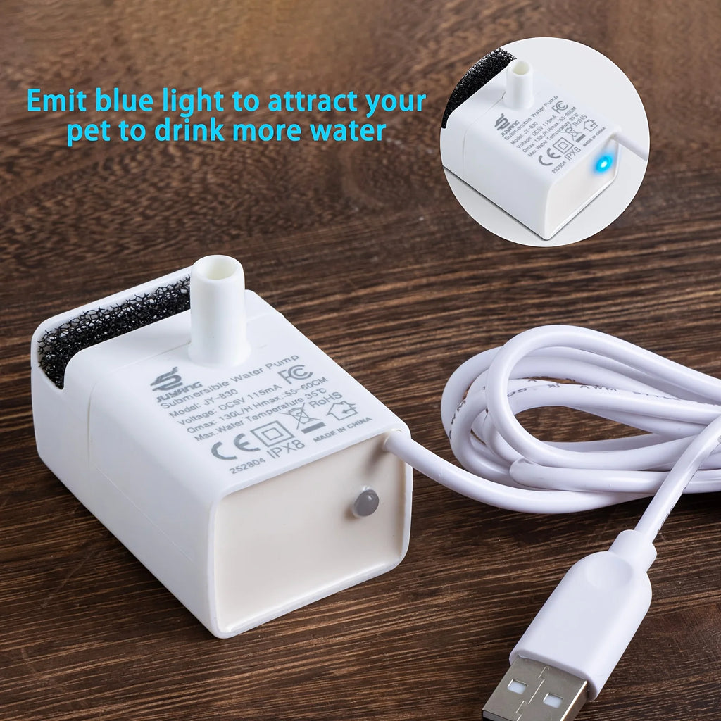 Upgraded LDE Light Pump for Cat Water Fountain 135oz/4L & 74oz/2.2L Quiet USB Powered Pet Water Dispenser Replacement Pump
