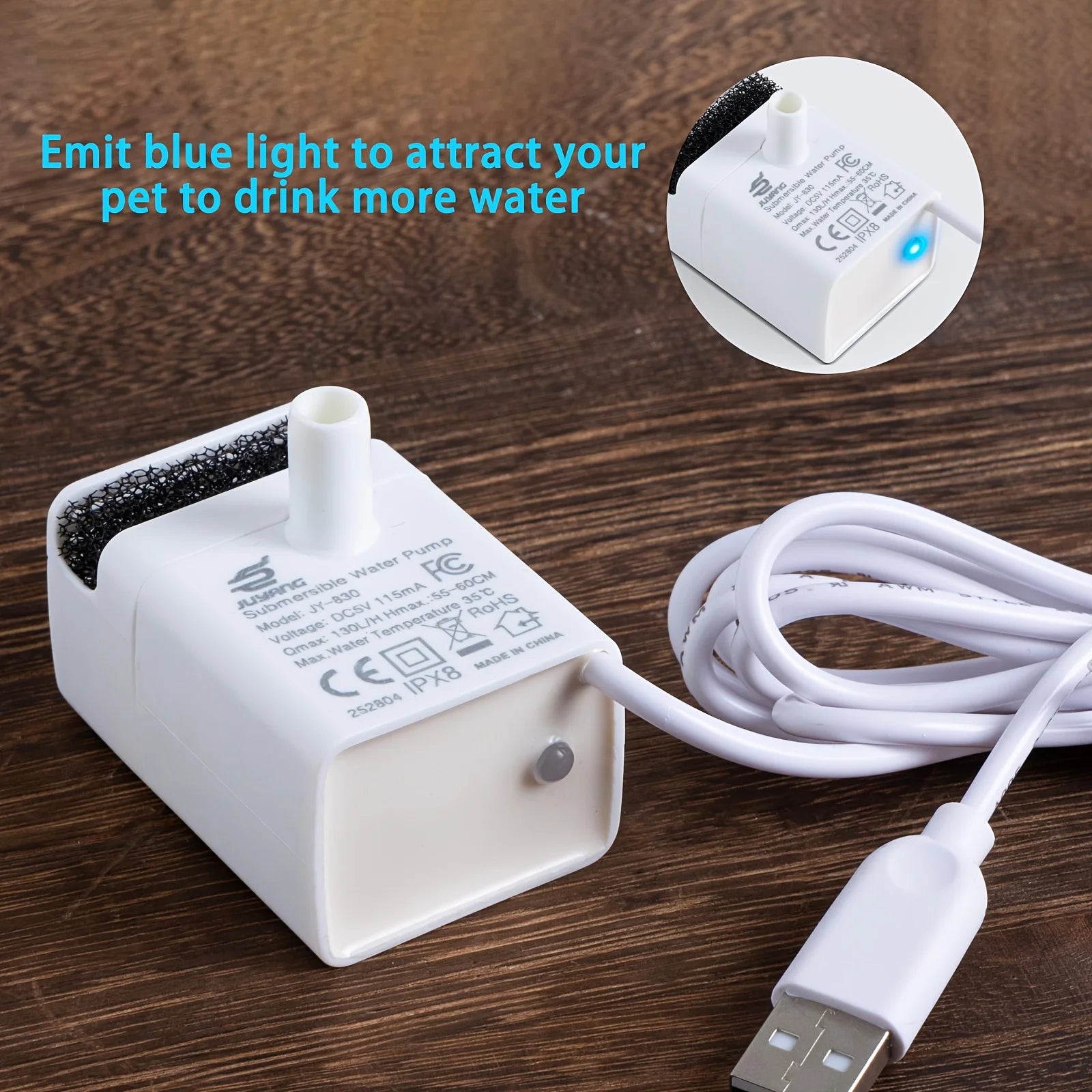 Upgraded LDE Light Pump for Cat Water Fountain 135oz/4L & 74oz/2.2L Quiet USB Powered Pet Water Dispenser Replacement Pump