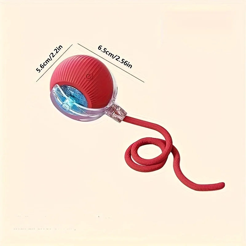 Electric Cat Toy Ball with Tail Rope 300mah USB Rechargeable Self-Moving Rolling Robot Mouse for Indoor Exercise for Kitten