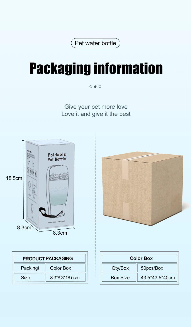 Gradient Color 3-in-1 Foldable Plastic Dog Water Bottle Collapsible Travel Pet Water Bowl with Filters
