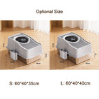 Custom Semi-Enclosed Stainless Steel Cat Litter Box With Ventilated Lid High Walls Anti Splash Top Entry Cat Toilet with Handle