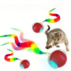 Automatic Rolling Cat Ball Toy with LED Lights Colorful Tail USB Rechargeable Fits All Cat Sizes Indoor Interactive Cat Toy