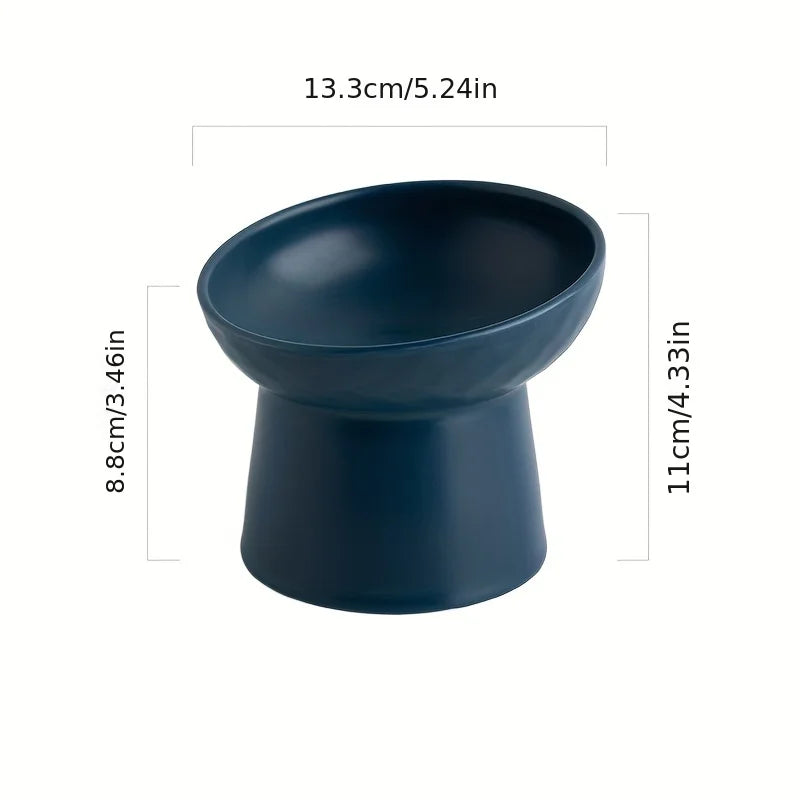 Ergonomic Ceramic Cat Bowl Angled Design for Neck Comfort Supportive Elevated Feeder Pet Dining Solution for Indoor Cats