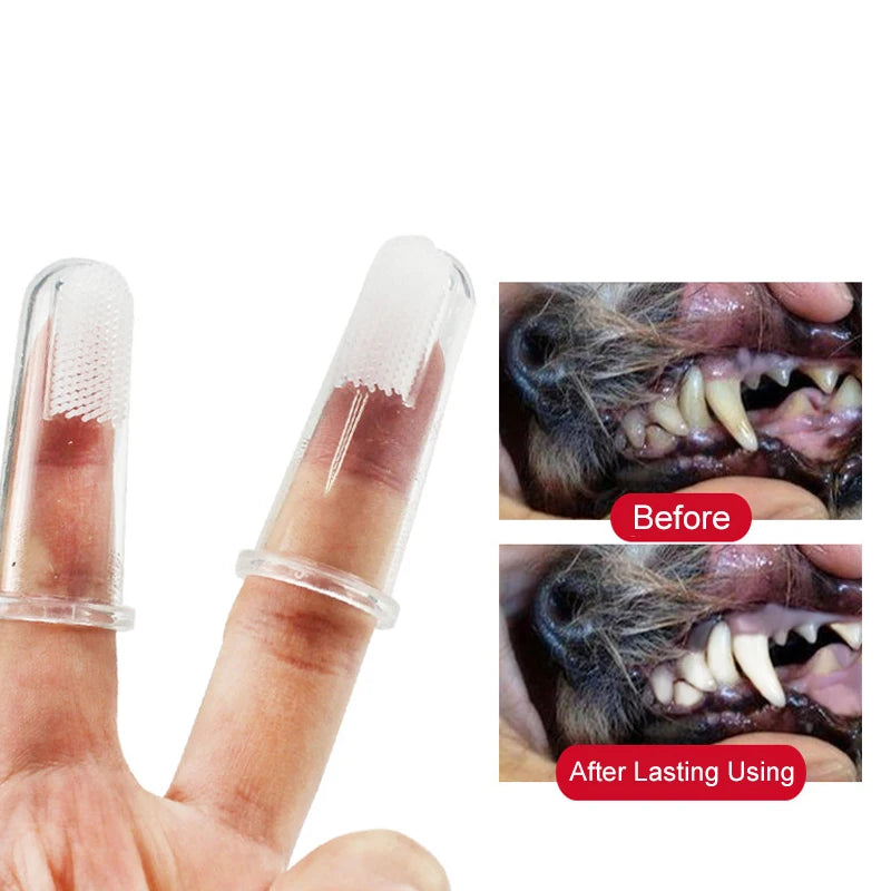 Silicone Pet Finger Brush Soft Dog Toothbrush Teeth Cleaning Tool Bad Breath Tartar Non-toxic Designer Dog Cleaning Pet Supplies