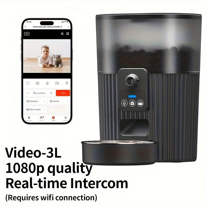 WiFi Remote Intelligent Pet Feeder Automatic Dog and Cat Food Dispenser with Scheduled Feeding Smart Indoor Plastic Cat Feeder