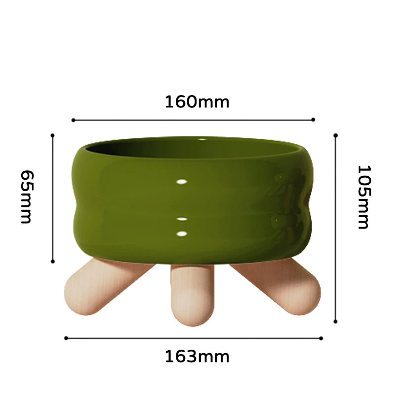 Ceramic Cat Bowl Flower Design Cat Food Bowl High Foot Water Plate Snack Dish with Stand for Neck Protection Drinking Water